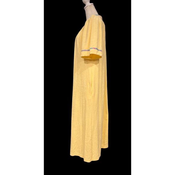 LEISURE LIFE Vtg YELLOW Housecoat Robe Short Sleeve Snaps Pockets Sz PM - Picture 3 of 5